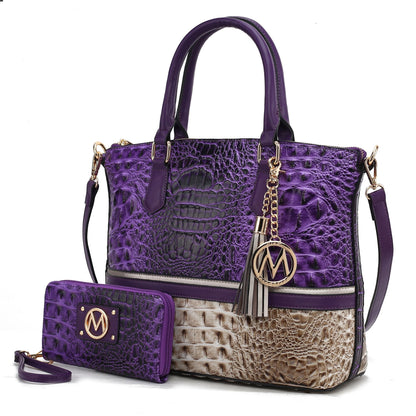 MKF Collection Autumn Crocodile Skin Tote Handbag with Wallet by Mia k New Era Fashion LLc