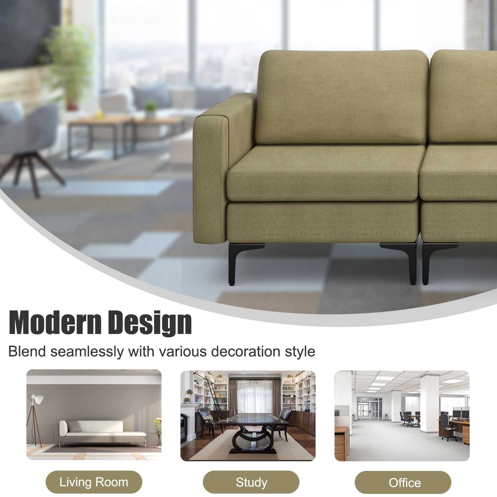 Convertible Sofa Couch with Magazine Pockets 3-Seat with 2 USB Port New Era Fashion LLc