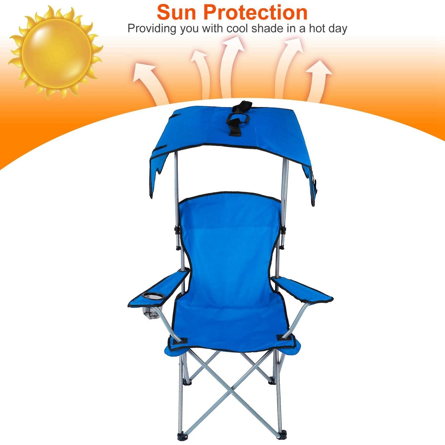 Foldable Beach Canopy Chair Sun Protection Camping Lawn Canopy Chair 330LBS Load Folding Seat New Era Fashion LLc