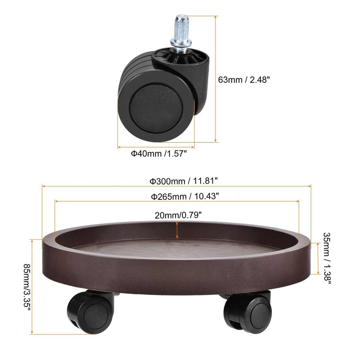 8 Pack Plant Caddy with Wheels Heavy Duty 12.2 Inch Plant Dolly with Locking Casters Rolling Plant Stand for Indoor Outdoor, Brown New Era Fashion LLc