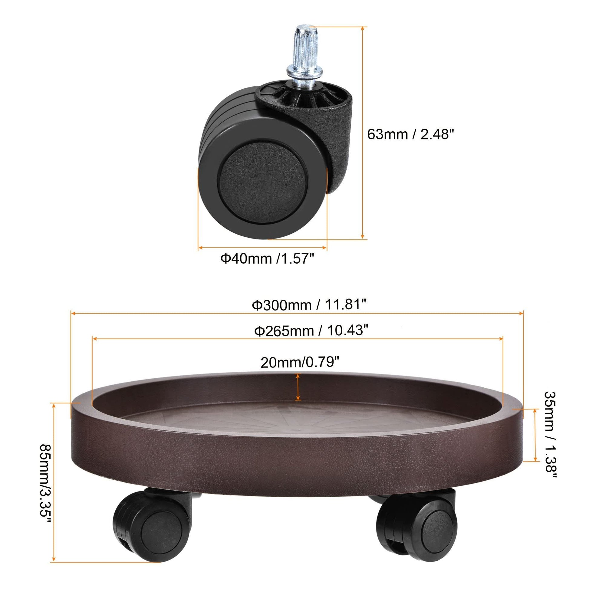 8 Pack Plant Caddy with Wheels Heavy Duty 12.2 Inch Plant Dolly with Locking Casters Rolling Plant Stand for Indoor Outdoor, Brown New Era Fashion LLc