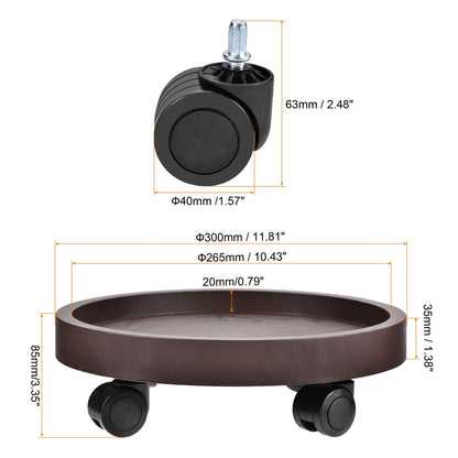 8 Pack Plant Caddy with Wheels Heavy Duty 12.2 Inch Plant Dolly with Locking Casters Rolling Plant Stand for Indoor Outdoor, Brown New Era Fashion LLc