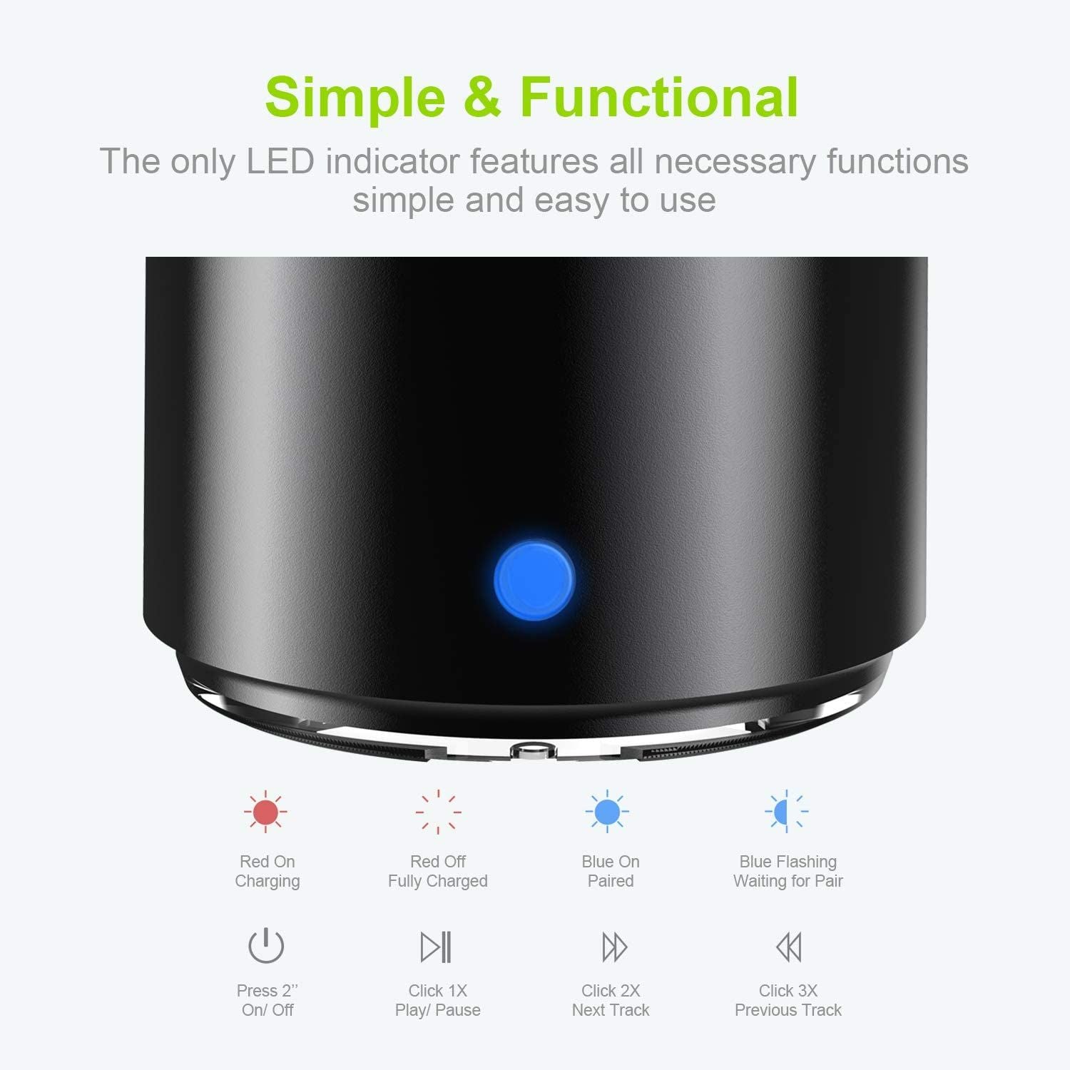 A106 Pro Mini Bluetooth Speaker with Custom Bass Radiator; IPX7 Waterproof; Super Portable Speakers; Travel Case Packed New Era Fashion LLc