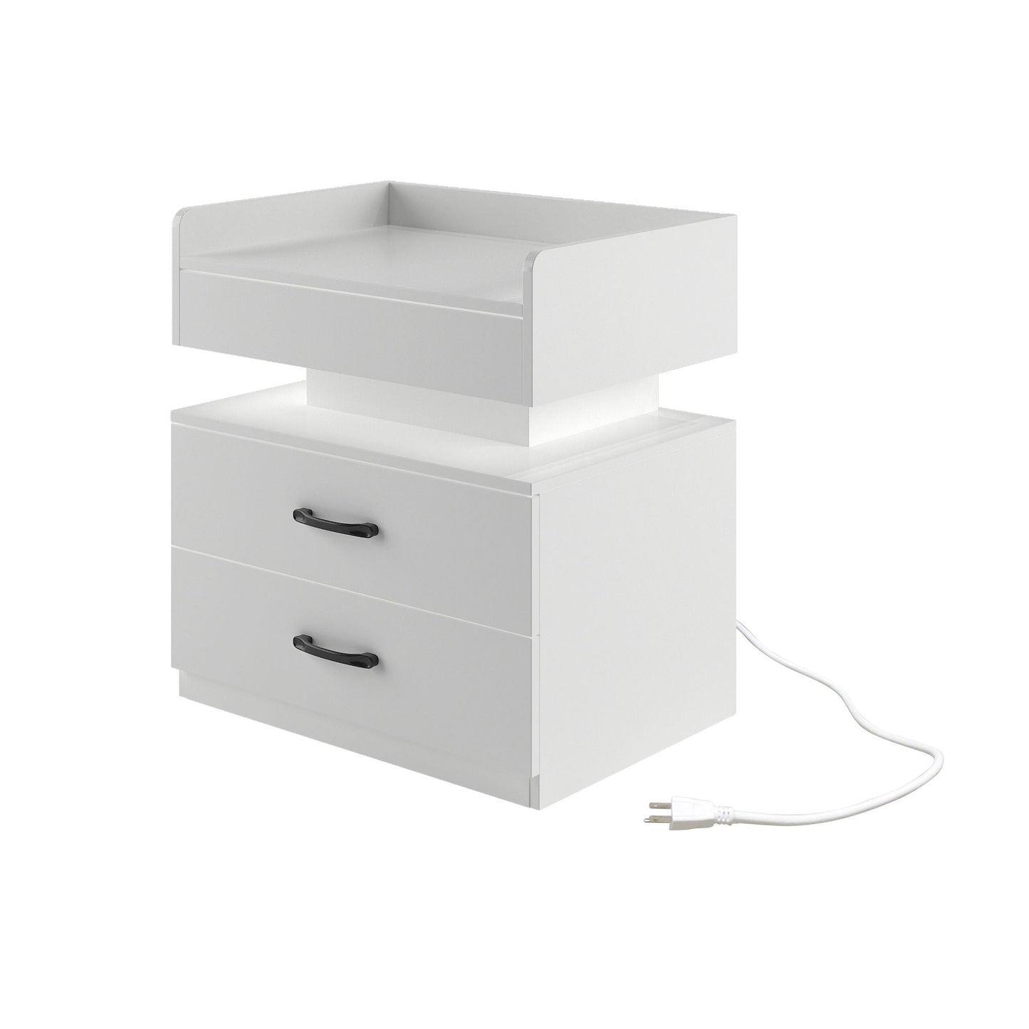 2 Set Nightstand with Adjustable LED Strip Light, 2-drawers, Large Storage Space, Suitable for Bedside Table, Coffee Table, Sofa Side Table or End Table for Study Desk New Era Fashion LLc