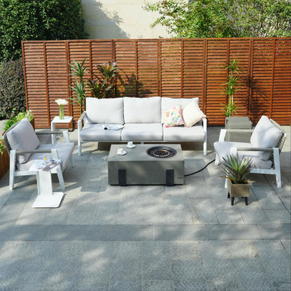 7-Piece Patio Aluminum Sofa Set with Rectangular Firepit Table & Side Table New Era Fashion LLc