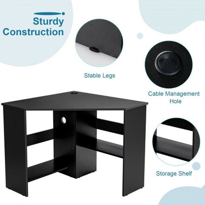 Corner Computer Desk Triangle Writing Workstation with Storage Shelf New Era Fashion LLc