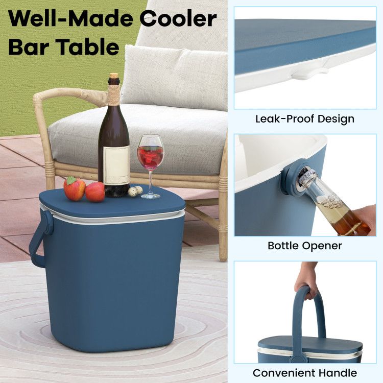 3-in-1 Portable Cooler Bar Table with Bottle Opener and Lift Top Lid for Camping Poolside New Era Fashion LLc