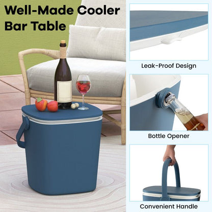 3-in-1 Portable Cooler Bar Table with Bottle Opener and Lift Top Lid for Camping Poolside New Era Fashion LLc
