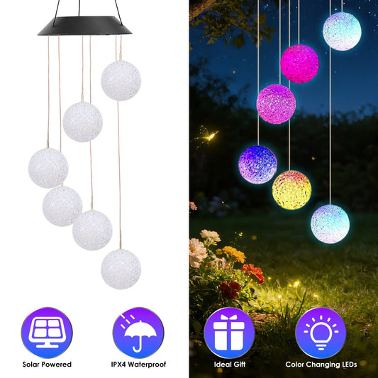 Solar Ball Wind Chime 7 Color Changing Wind Chime for Outside IPX4 Waterproof Outdoor Garden Yard Decor New Era Fashion LLc