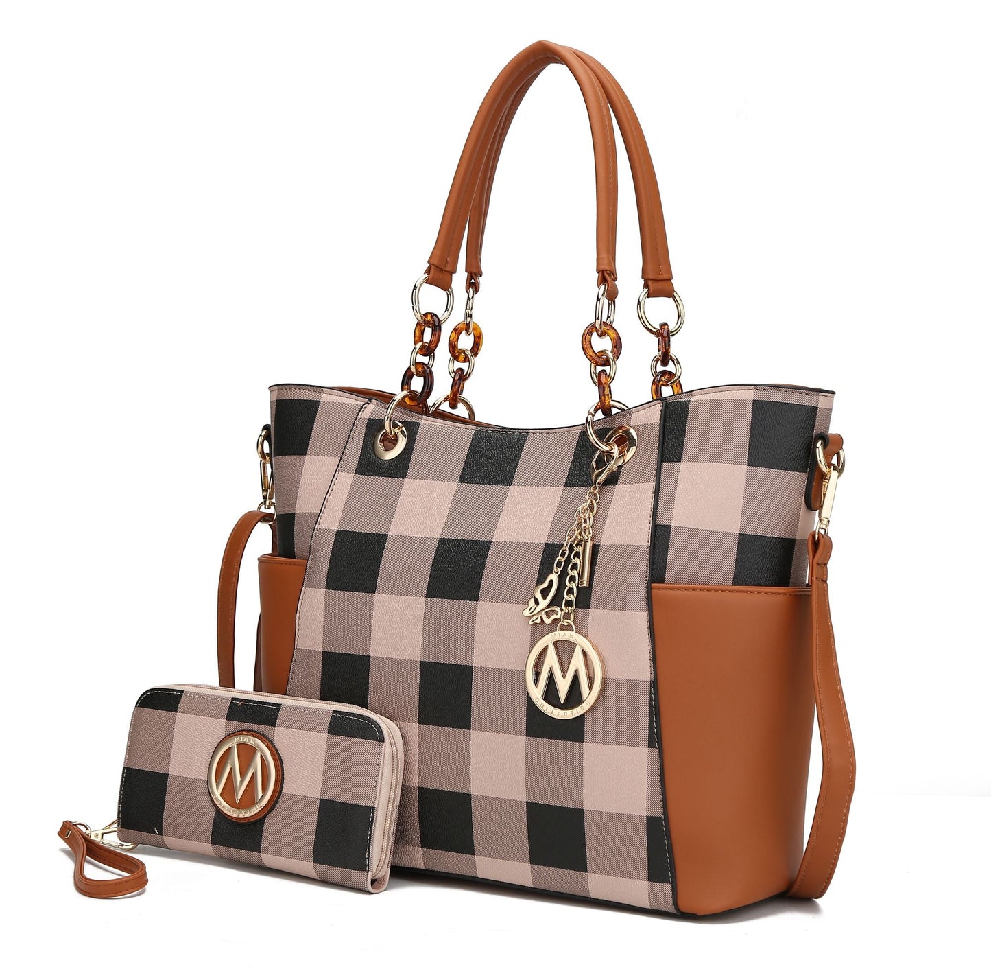 MKF Collection Bonita Checker Tote Handbag & Wallet Set Women by Mia K New Era Fashion LLc