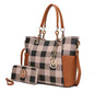 MKF Collection Bonita Checker Tote Handbag & Wallet Set Women by Mia K New Era Fashion LLc