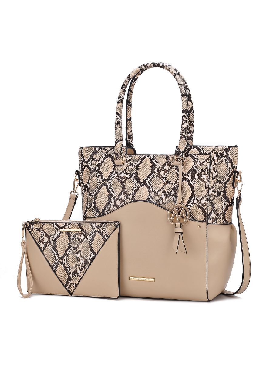 MKF Collection Iris Snake Embossed Vegan Leather Women Tote Bag with matching Wristlet Pouch by Mia k New Era Fashion LLc