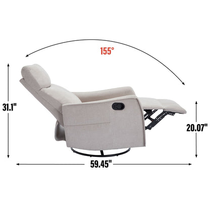 Heat Massage Manual Recliner Chair with Rocker and Swivel in Fabric for Living Room, Beige New Era Fashion LLc