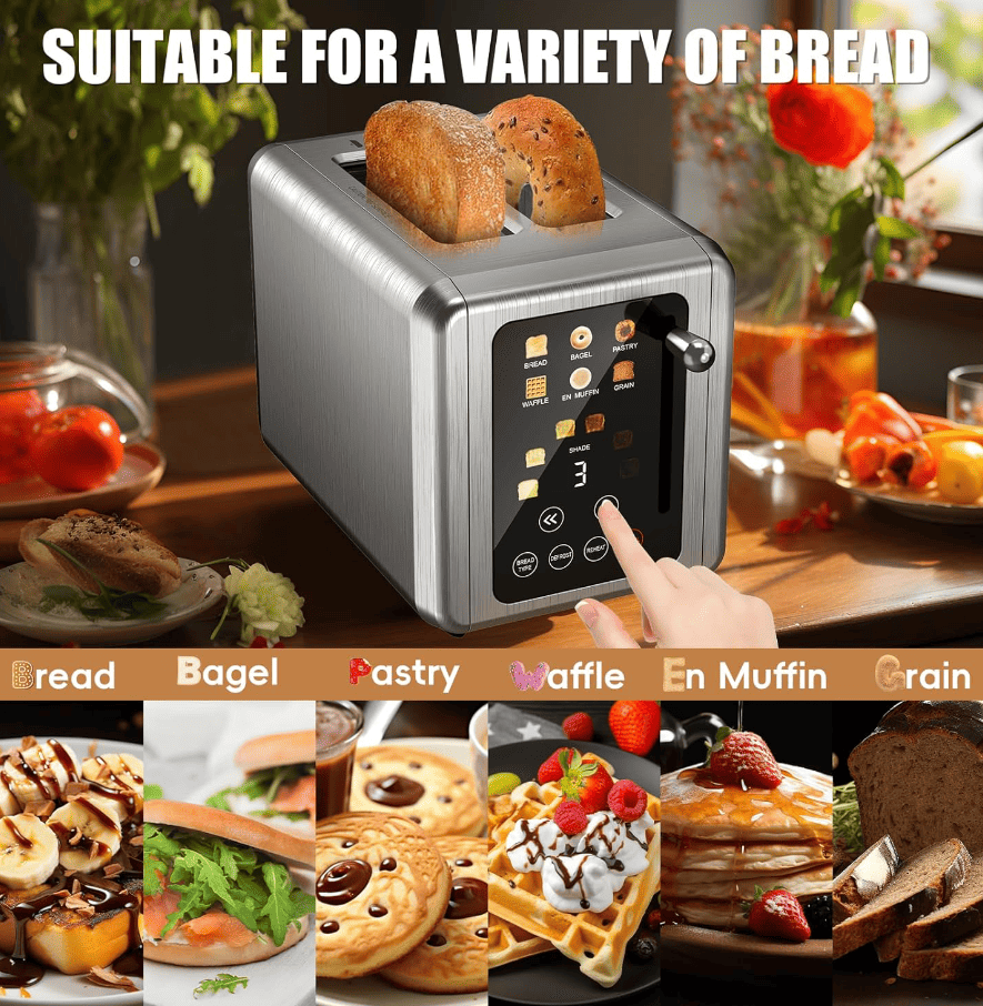 Retro Stainless Steel Toaster with 6 Browning Levels & 3 Functions - Perfect for Defrosting, Reheating, & Cancelling New Era Fashion LLc