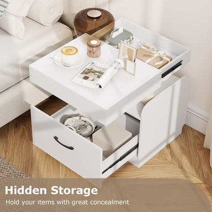 Nightstand with Charging Station Modern Bedside Table for Living Room Bedroom Office New Era Fashion LLc