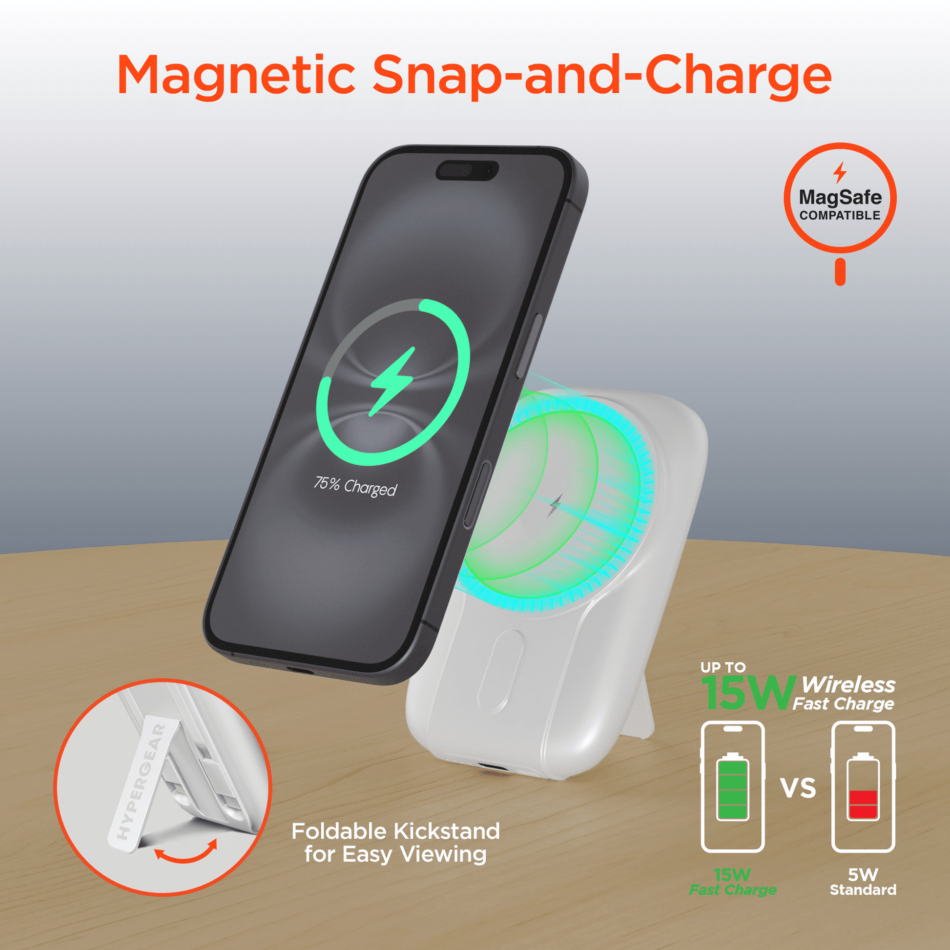 HyperGear Mag Grip Go 5000mAh Wireless Power Bank New Era Fashion LLc
