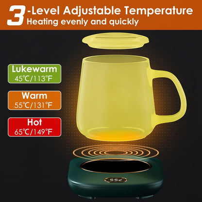 Electric Coffee Mug Warmer for Desk Auto Shut off USB Tea Milk Beverage Cup Heater Heating Plate for Office Home 3 Temperature Setting New Era Fashion LLc