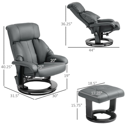 Faux Leather Swivel Massage Recliner with Ottoman, Remote, Side Pocket for Relaxation | Living Room Essentials New Era Fashion LLc