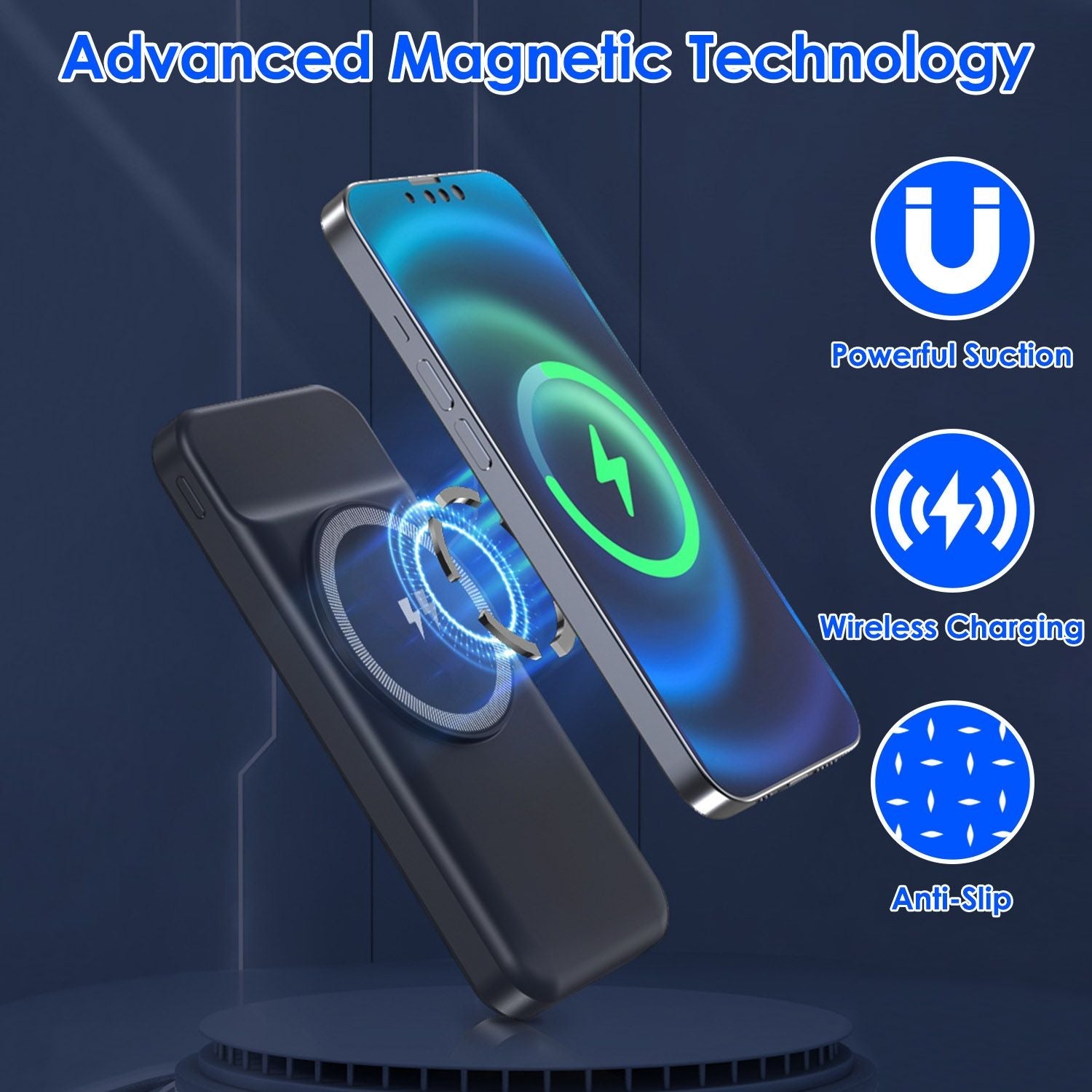 10000mAh 22.5W Magnetic Wireless Power Bank PD Fast Charging Portable Charger with Built-in Type-C Cables 15W Wireless Charging New Era Fashion LLc