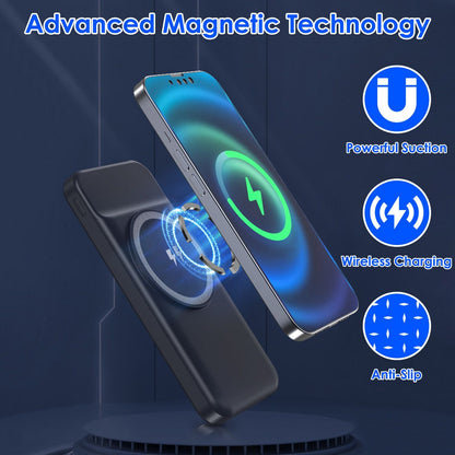 10000mAh 22.5W Magnetic Wireless Power Bank PD Fast Charging Portable Charger with Built-in Type-C Cables 15W Wireless Charging New Era Fashion LLc