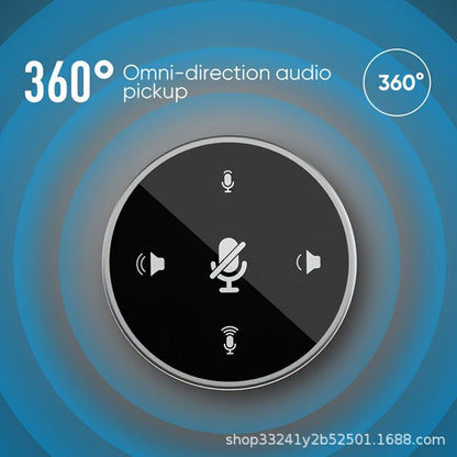360 Degree Omnidirectional Radio Microphone Touch Control Video Conferencing Interface Microphone Recording Speech With Speaker USB Notebook Used For Laptop Recording Conferences New Era Fashion LLc