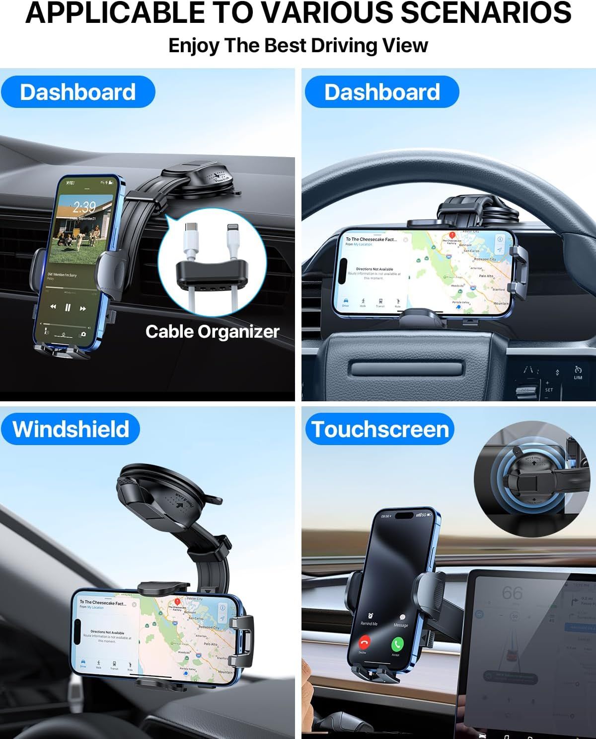 2026 Ultimate Car Phone Holder Mount Bendable & Adjustable Aluminum Arm Cell Phone Holder for Car Dashboard Windshield Phone Stand for iPhone 17 16 15 14 Pro Max Samsung Pickup Truck New Era Fashion LLc