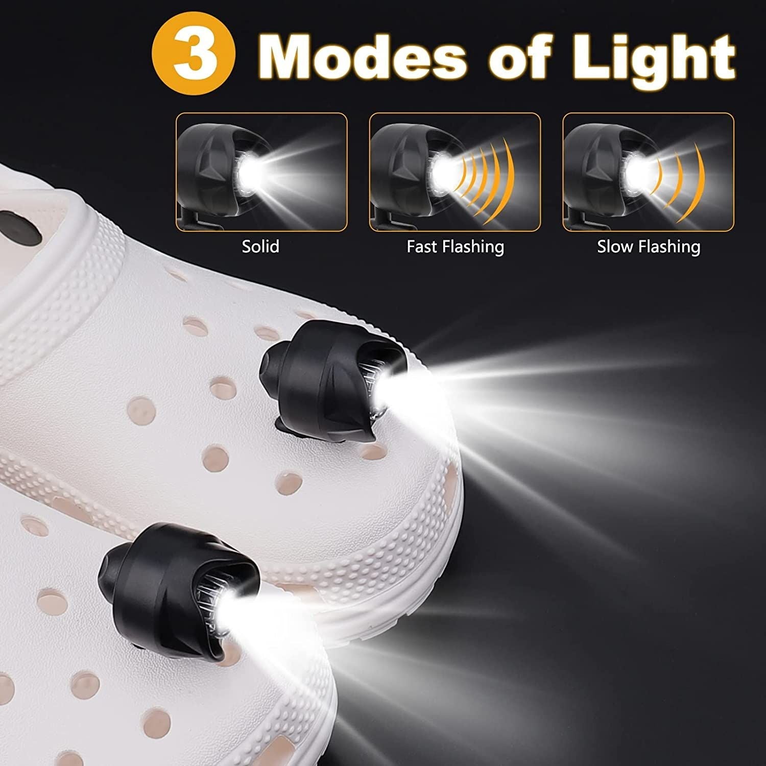 Headlights for croc;  2Pcs croc lights for shoes;  light up croc charms for Dog Walking;  Handy Camping; Waterproof; 3 Modes croc lights New Era Fashion LLc