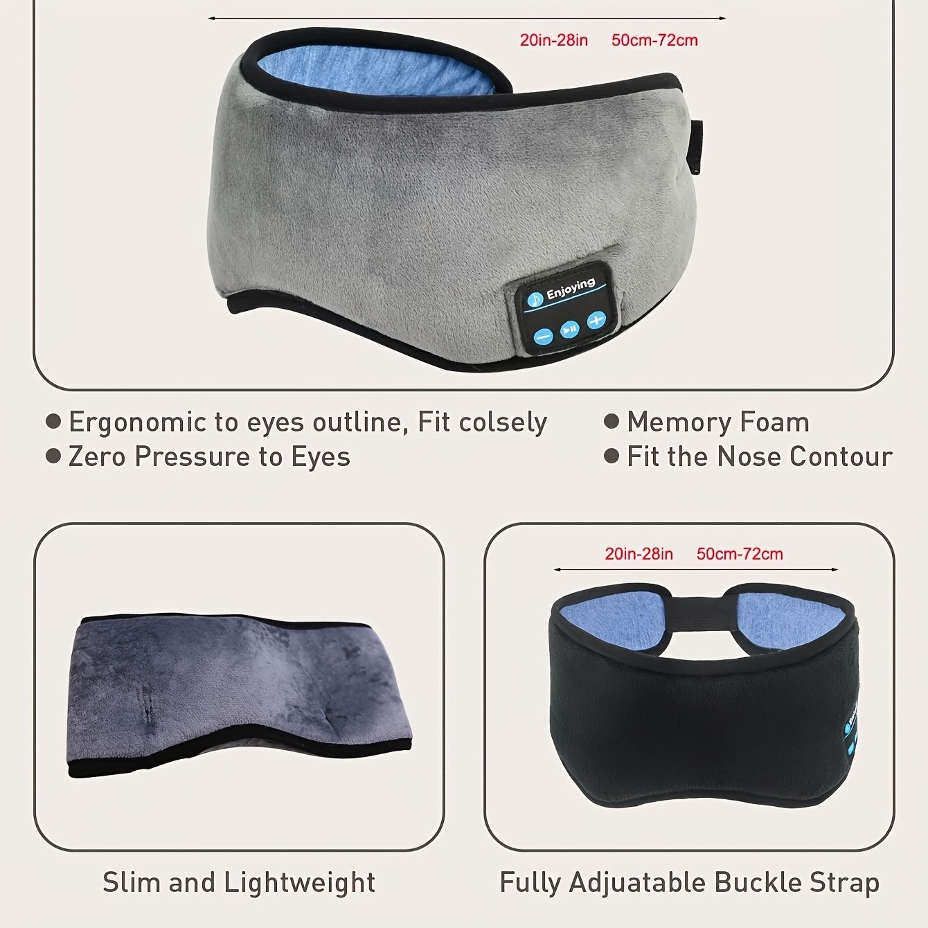 Sleep Mask; WirelessSleeping Headphones Music Earbud EyeMask For Side Sleepers Men; Women Girl Ultra Soft Thin Speakers Cool New Era Fashion LLc