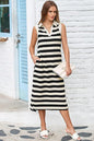 Blue Striped V Neck Summer Midi Dress with Pockets for Women - Casual Loose Fit 2025 Collection New Era Fashion LLc