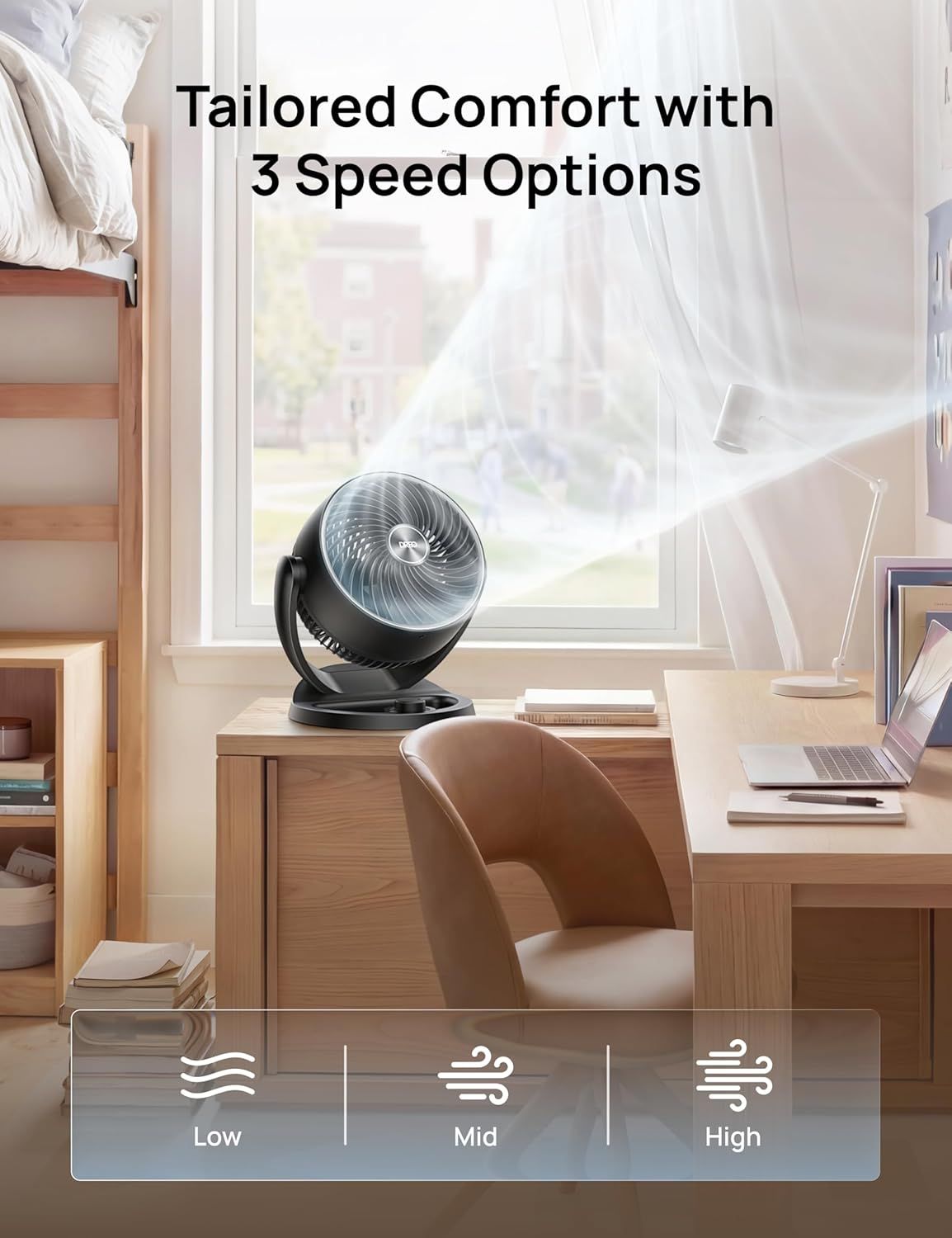 Fan for Bedroom, 12 Inches, 70ft Powerful Airflow, 25db Quiet Table Air Circulator Fans for Whole Room, 120° Adjustable Tilt, 3 Speeds, Desktop Fan for Home, Office, Kitchen New Era Fashion LLc