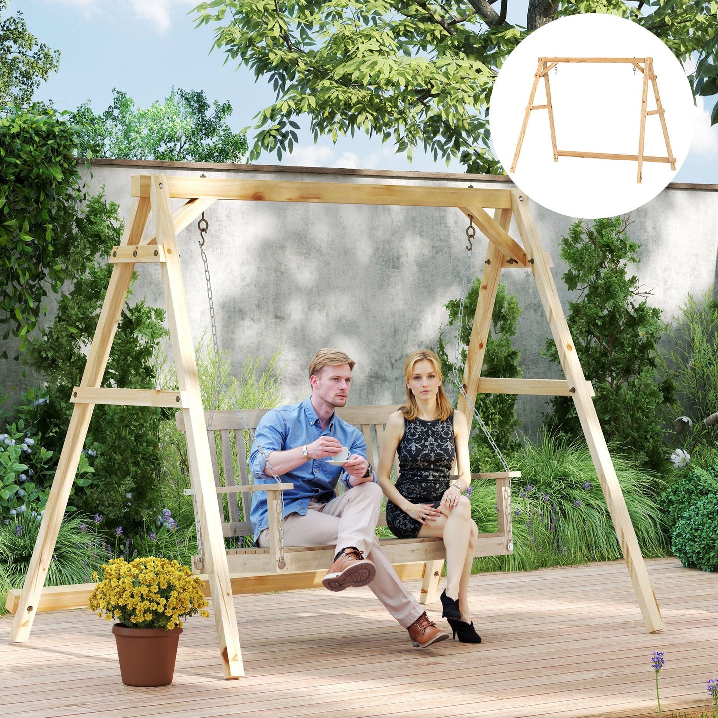 770lbs Porch Swing Frame, Heavy Duty A-Frame Hanging Chair Stand Only with Reinforced Bars for Porch, Garden, Backyard New Era Fashion LLc
