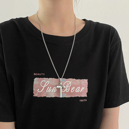 Light Wind Titanium Steel Cross Necklace Sweater Chain Cold New Era Fashion LLc