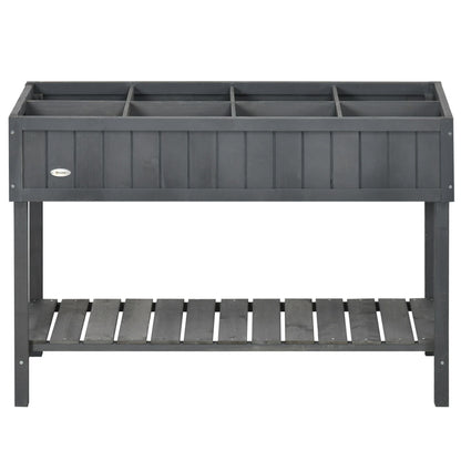 Elevated Planter Box Stand Wooden with 8 Slots and Shelf Dark Grey for Herbs Veggies Flowers New Era Fashion LLc