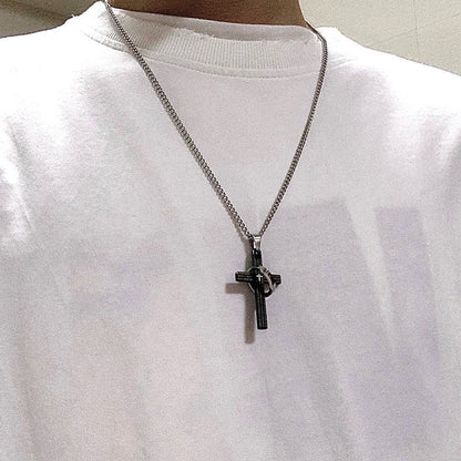 Light Wind Titanium Steel Cross Necklace Sweater Chain Cold New Era Fashion LLc