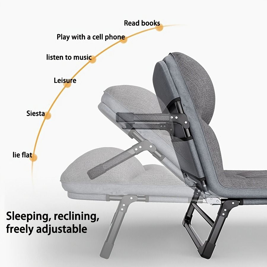 1-pack American style patio folding bed, outdoor patio furniture, comfortable ergonomic single recliner, patio chaise folding bed with mattress, garden, patio furniture, portable patio office camping New Era Fashion LLc