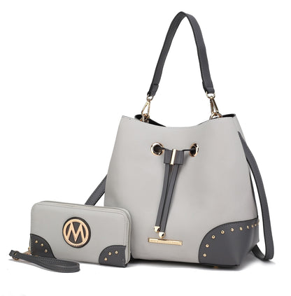MKF Collection Candice Color Block Bucket Handbag with matching Wallet by Mia K New Era Fashion LLc