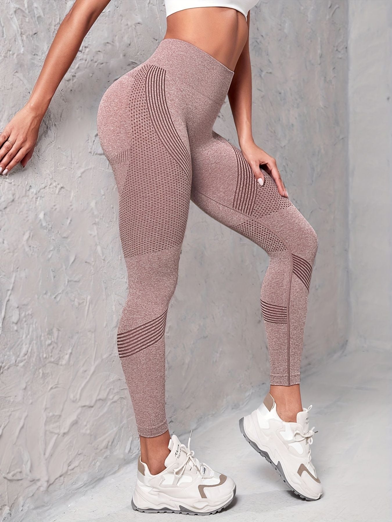 3pcs Seamless Striped Yoga Leggings For Women, High Stretch Slim Fitted Workout Gym Sports Pants, Women's Activewear New Era Fashion LLc