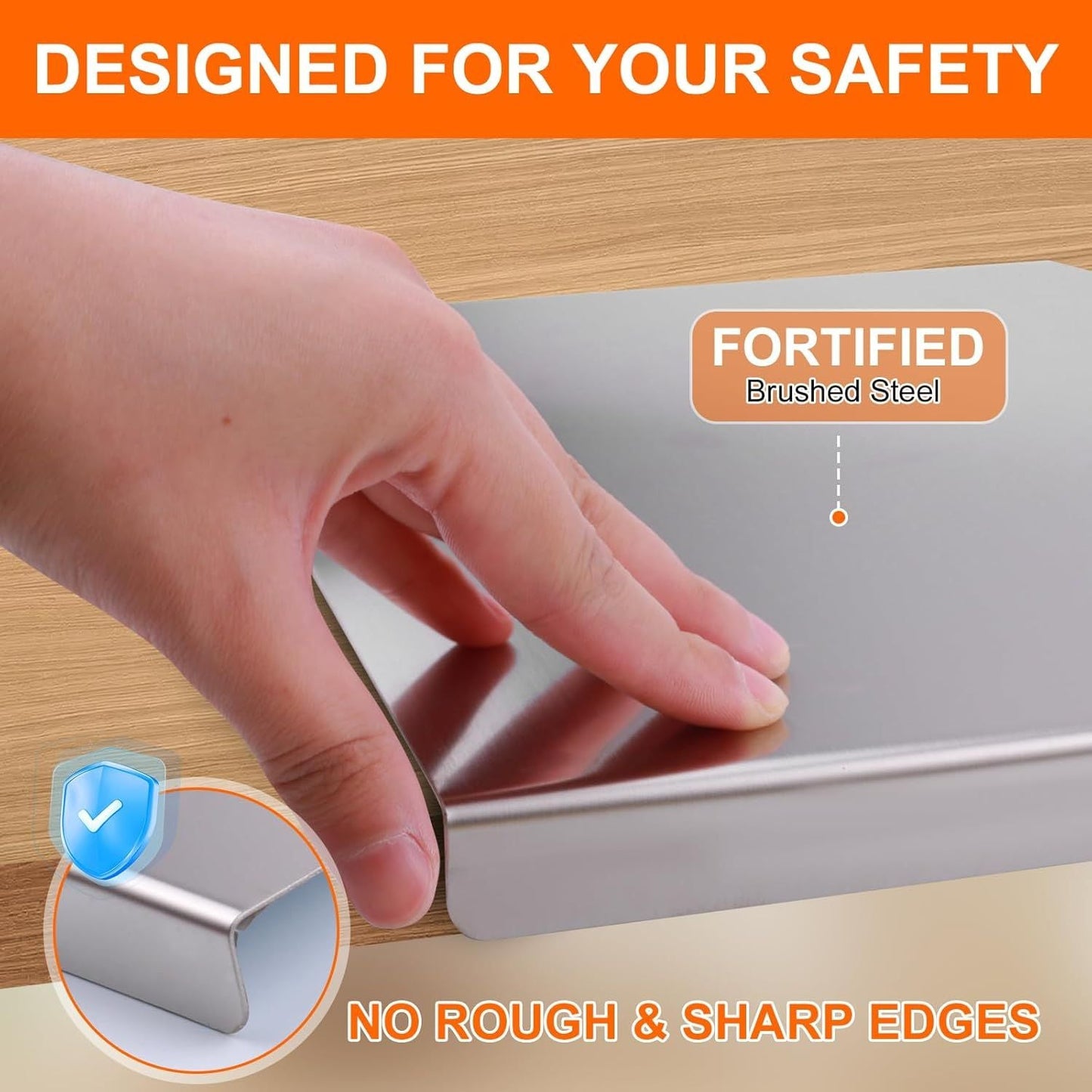 Stainless Steel Cutting Board with Lip for Kitchen Chopping Boards for Countertop Large Metal Cutting Board over Sink Suitable for Meat Fruits Vegetables Bread Noodle and Pizza Bamboo Knives New Era Fashion LLc