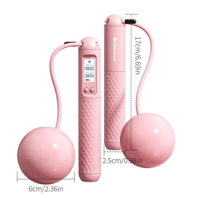 1pc Pink Cordless Adjustable Jump Rope With Weighted Ball And Intelligent Counter Screen For Outdoor Fitness Sports; For Home Workout New Era Fashion LLc