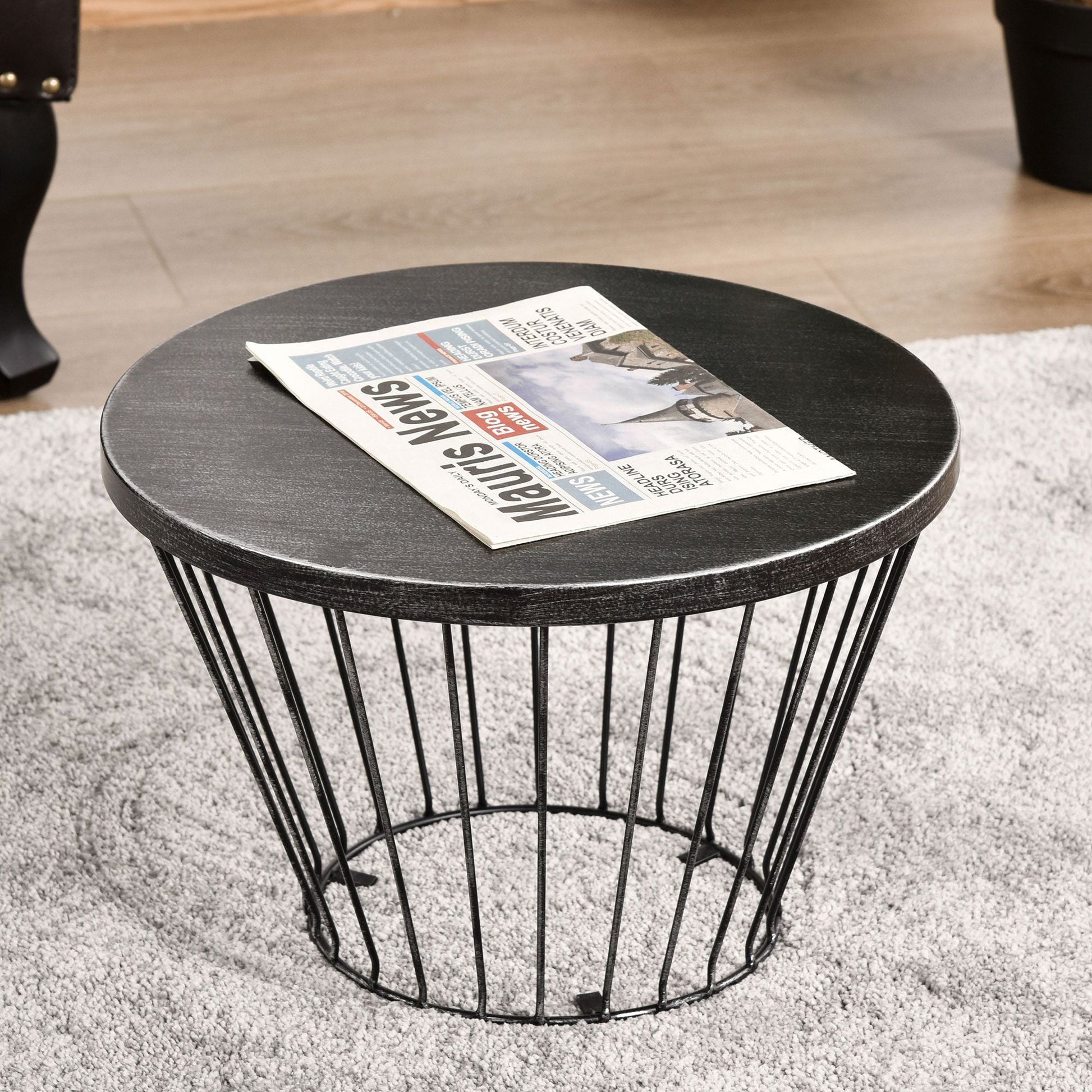 Patio End Table 16" Steel Side Table with Hourglass Design Black Accent Table for Outdoor and Indoor Use New Era Fashion LLc