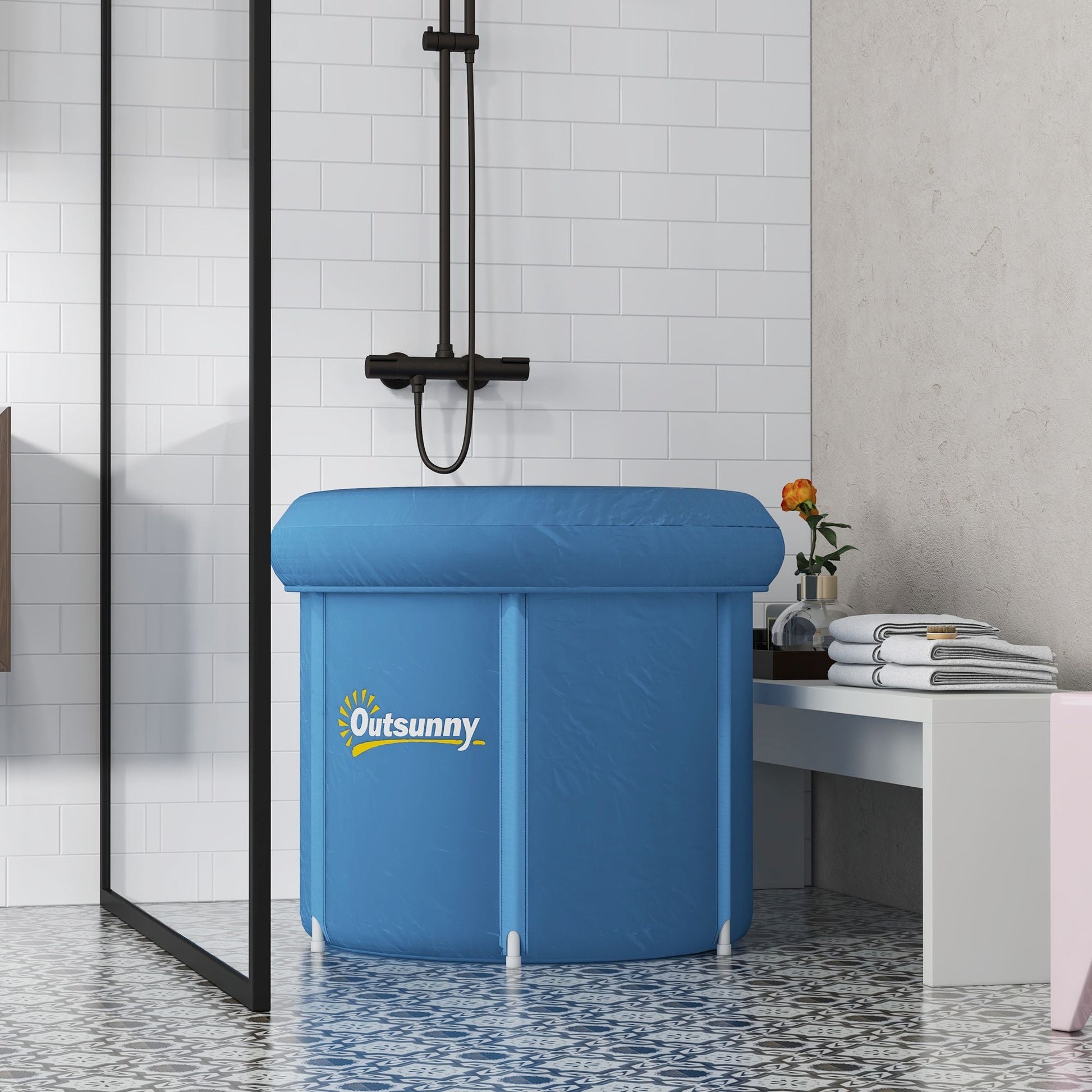 Cold Plunge Tub, Portable Ice Bath Cold Water Therapy Tub with Thermo Lid, for Athletes Recovery, Dark Blue New Era Fashion LLc