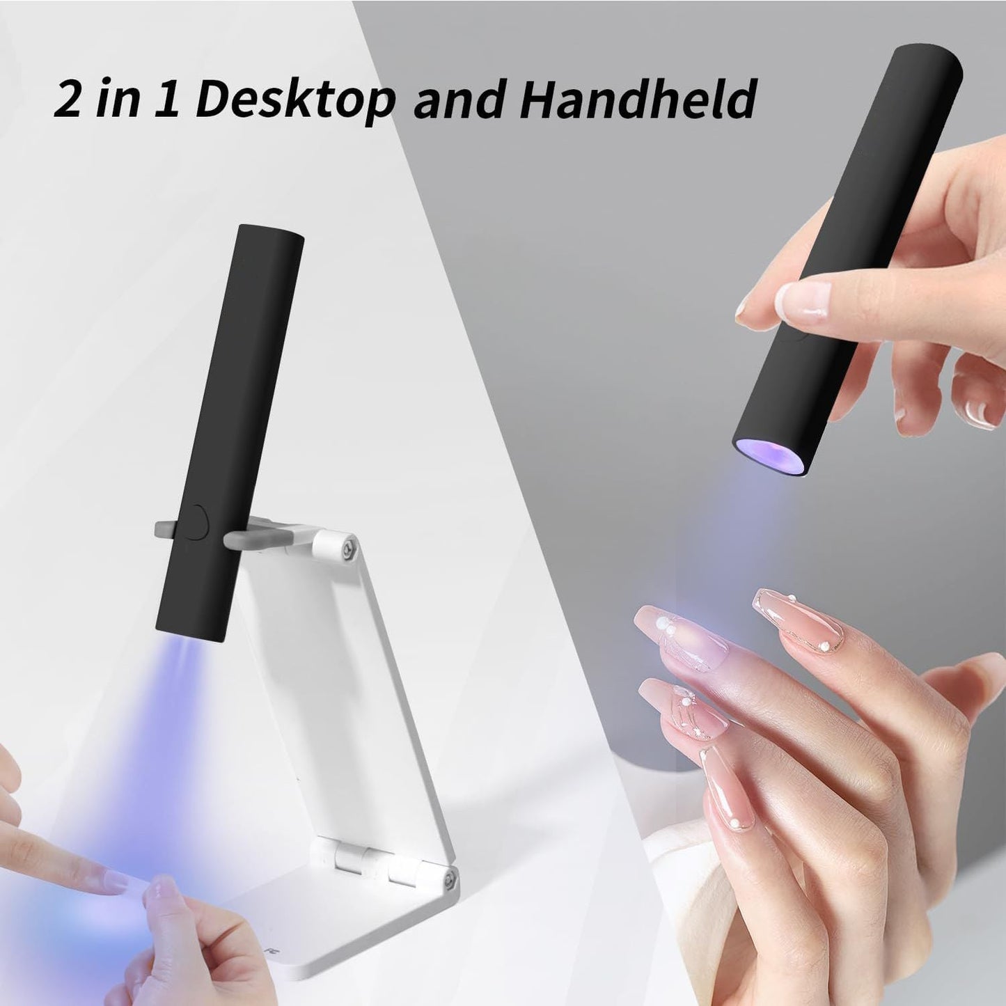 UV Light for Gel Nails, Mini U V LED Nail Lamp Handheld with Stand, Portable Nail Dryer Rechargeable USB Cordless for Fast Drying, Black New Era Fashion LLc