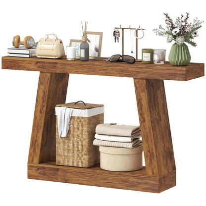 55" Farmhouse Console Table, 2-Tier Entryway Table with Storage for Hallway, Living Room, Behind Couch, Rustic Brown New Era Fashion LLc
