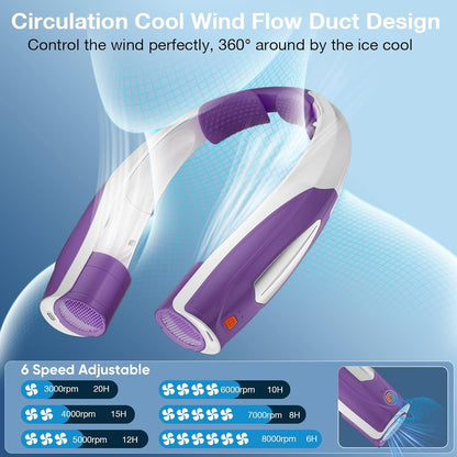 Neck Fan, 6 Speeds Adjustable Portable Personal Fan Rechargeable, Faster Cooling Wearable Fan, Ultra Quiet for Home, Office, Travel, Outdoor New Era Fashion LLc