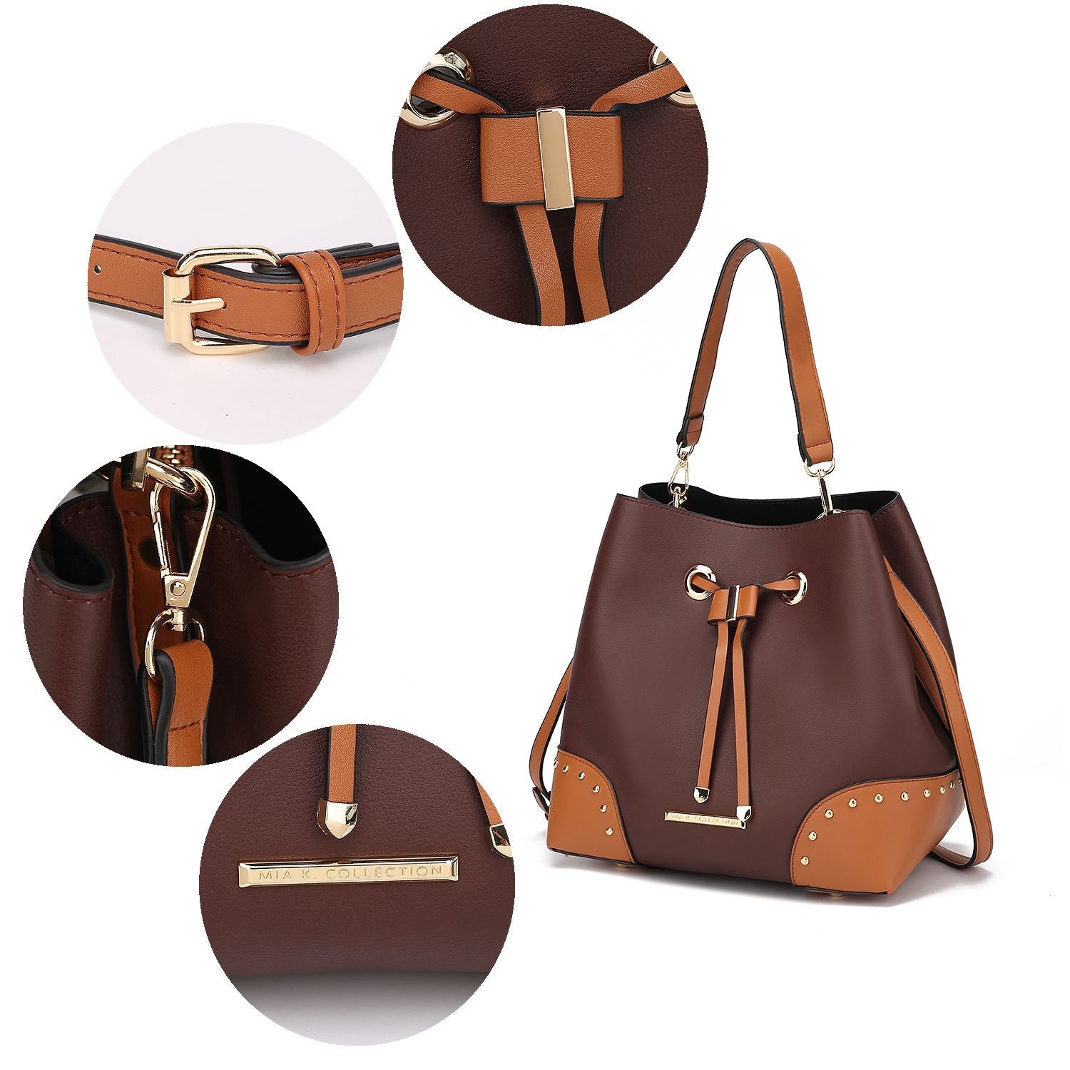 MKF Collection Candice Color Block Bucket Handbag with matching Wallet by Mia K New Era Fashion LLc
