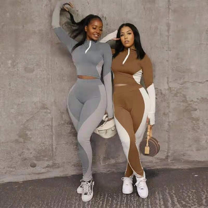 Fashion Two Pieces Activewear with Long Sleeve Crop Top with High Waist Leggings New Era Fashion LLc