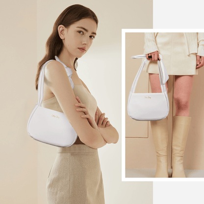 Hobo Hand Bag for Womens, Small Vegan Leather Hobe Handbag Shoulder Purses for Women with Zipper-White New Era Fashion LLc