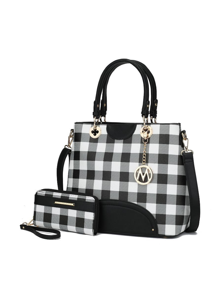 MKF Collection Gabriella Checkers Handbag with Wallet by Mia k New Era Fashion LLc