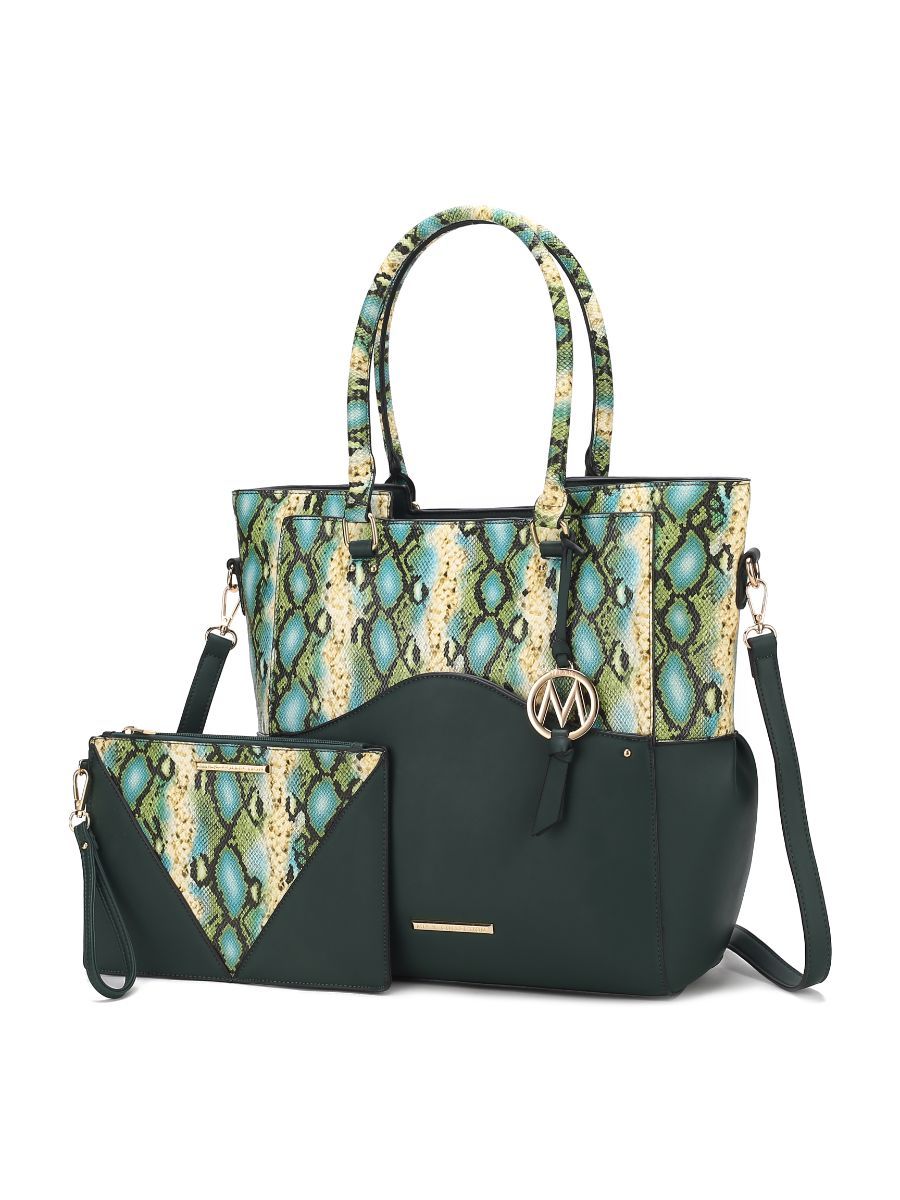 MKF Collection Iris Snake Embossed Vegan Leather Women Tote Bag with matching Wristlet Pouch by Mia k New Era Fashion LLc