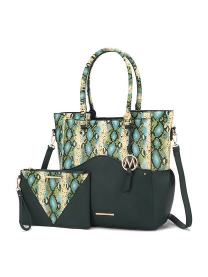 MKF Collection Iris Snake Embossed Vegan Leather Women Tote Bag with matching Wristlet Pouch by Mia k New Era Fashion LLc